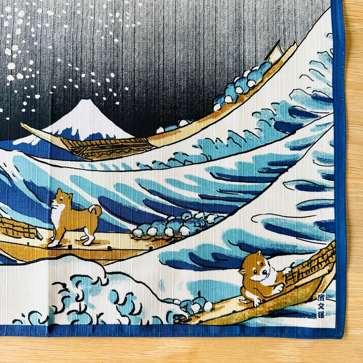 Shiba & The Great Wave Furoshiki, 50cm x 50cm