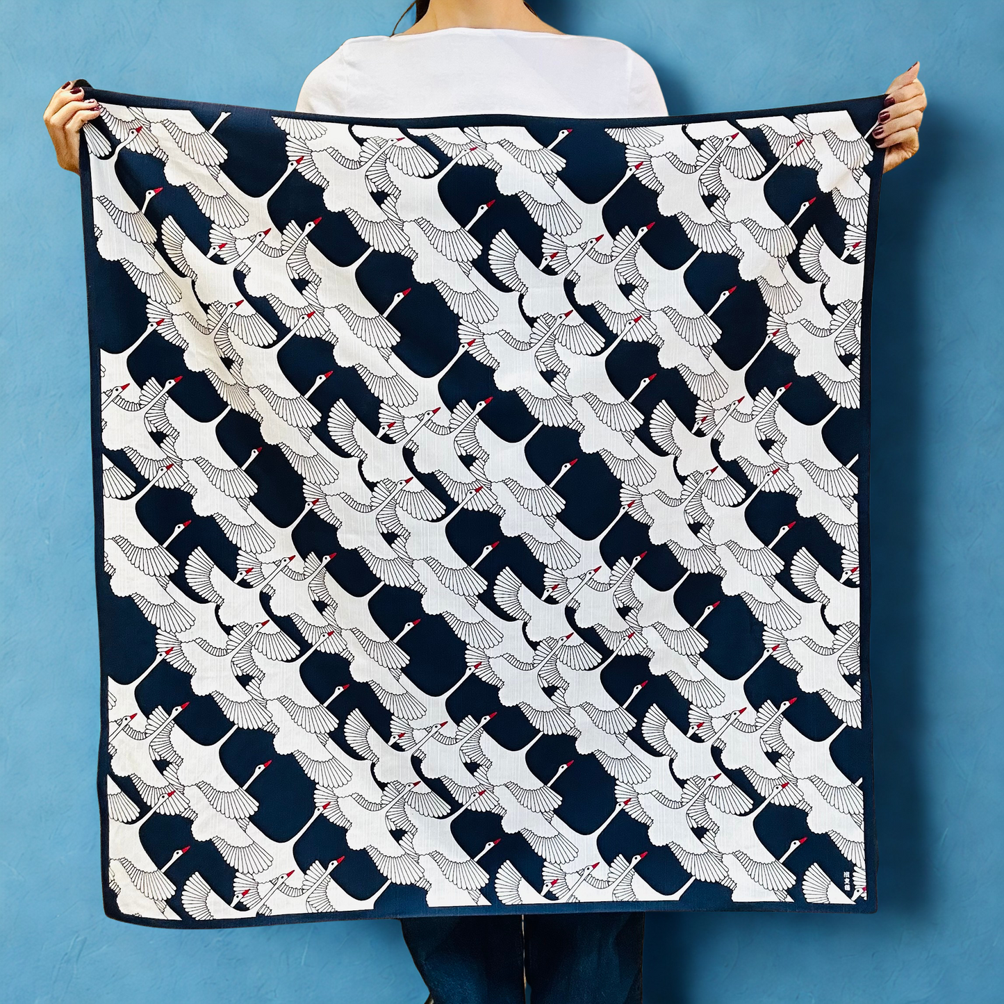 Large Furoshiki, Navy Crane, Furoshiki Bag, 90 x 90cm