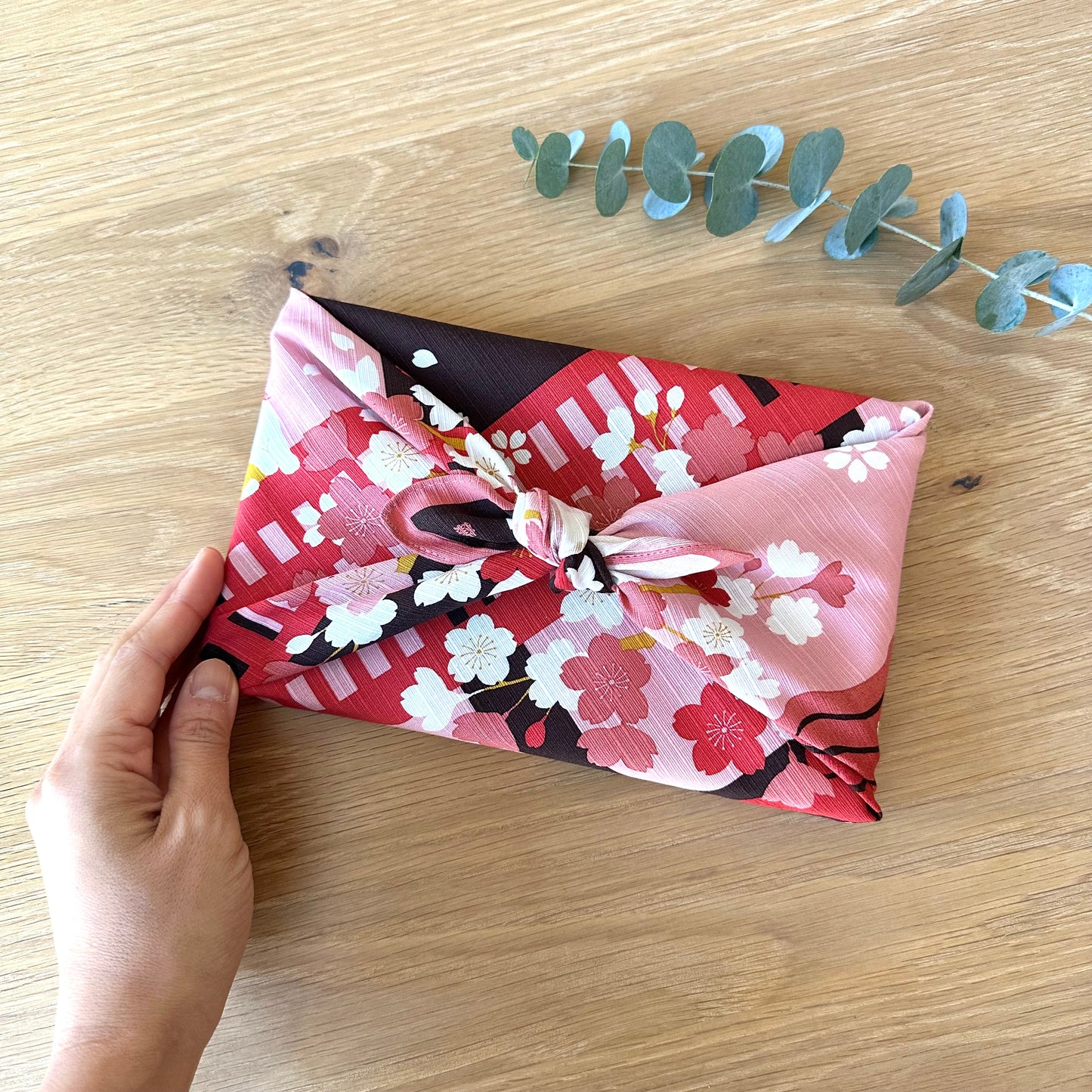 Spring Cat with Cherry Blossoms, Furoshiki Gift Wrapping, 50 x 50 cm