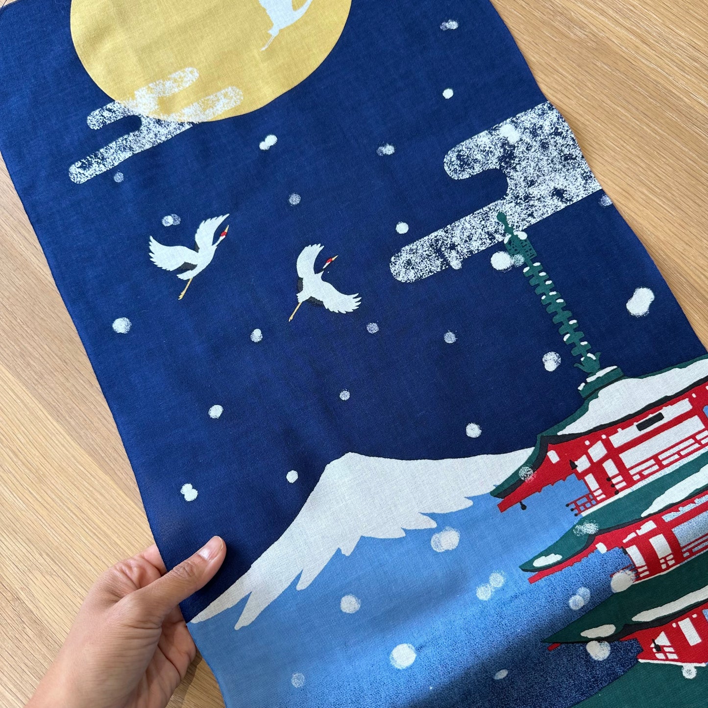 Tenugui Art, Winter in Kyoto, 34cm x 90cm (13.4” x 35.4”) (Copy)