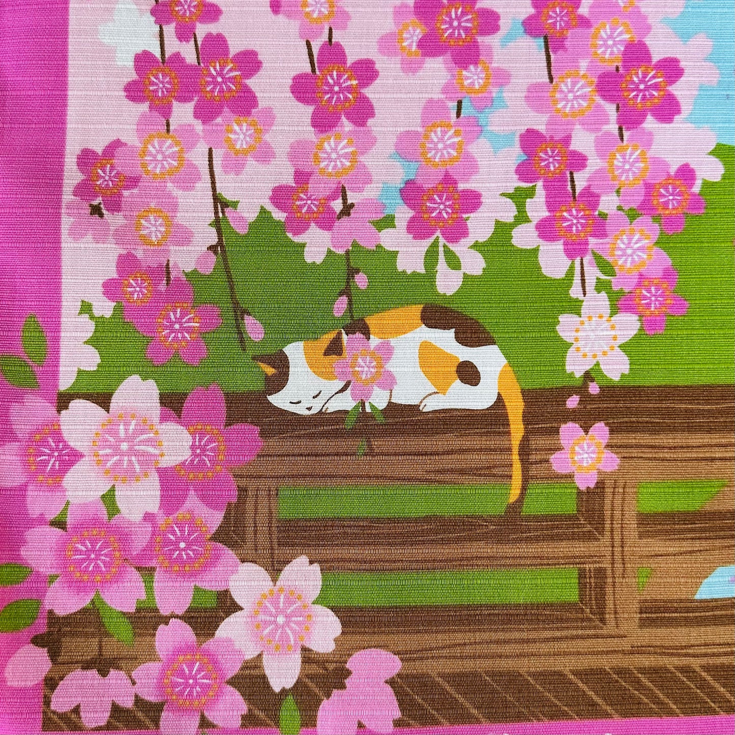 Cat under Cherry blossoms, Furoshiki Gift Wrapping, 50 x 50 cm