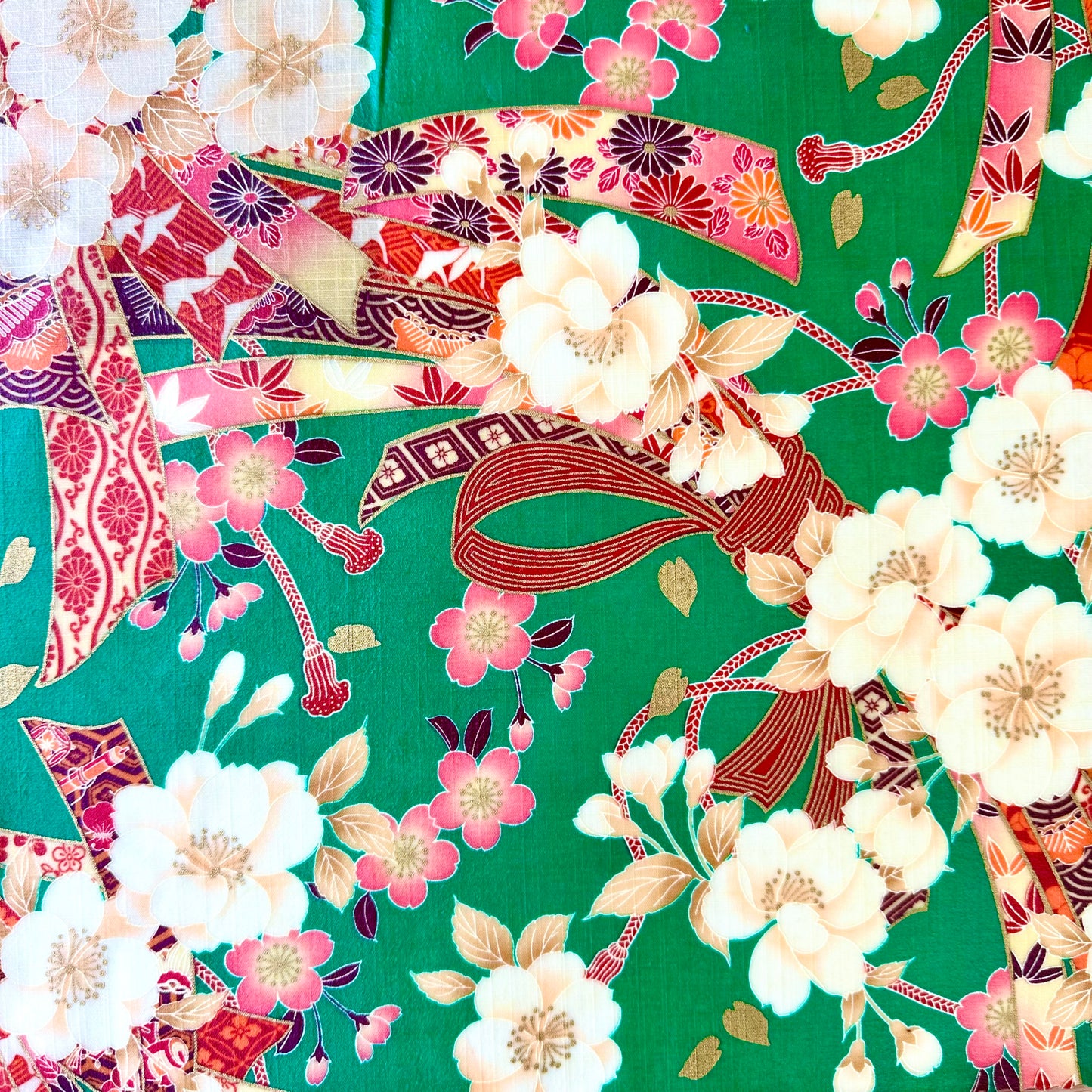 Sakura, Green & pink, Set of 4 Beeswax Food Wraps