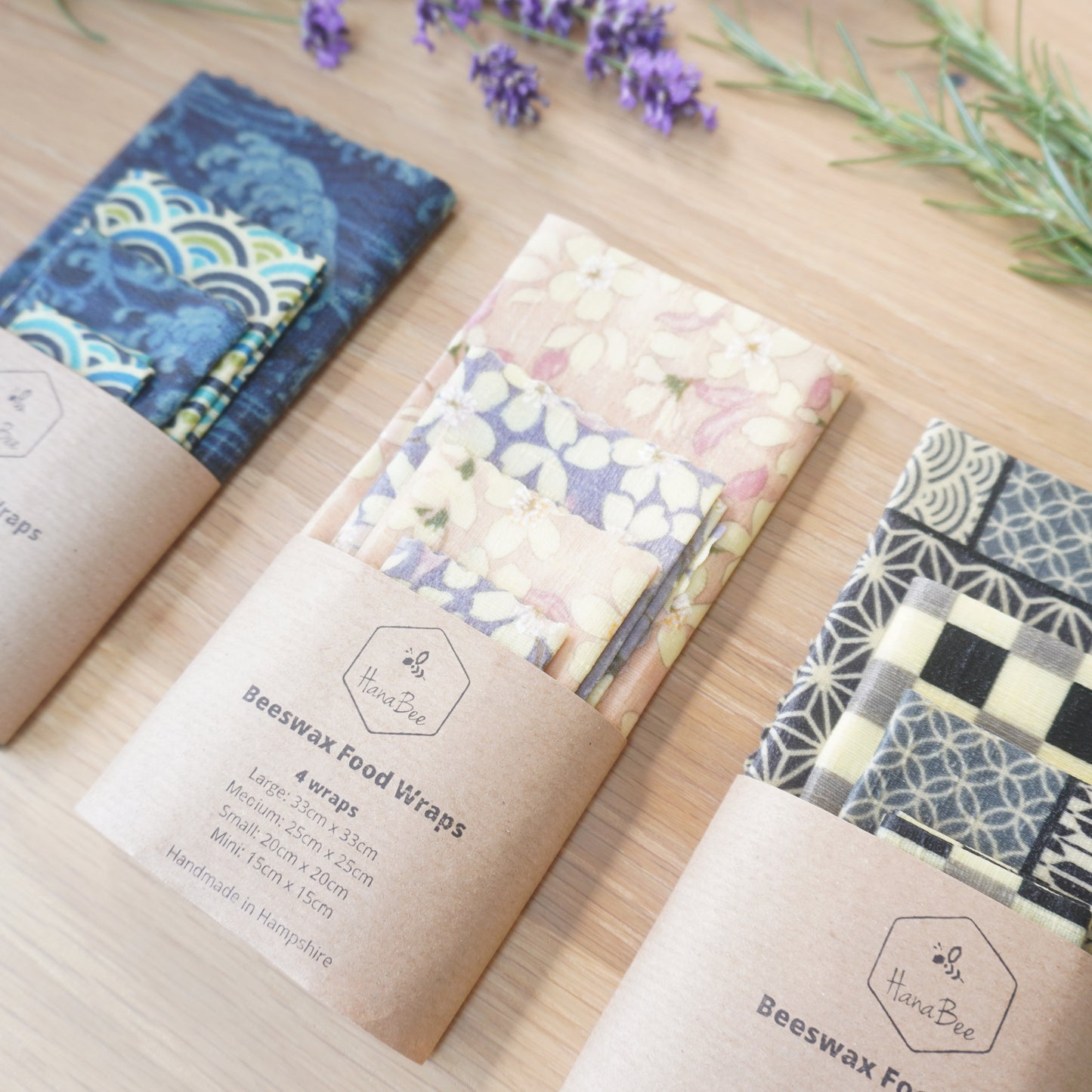 Nami, set of 4 beeswax wraps