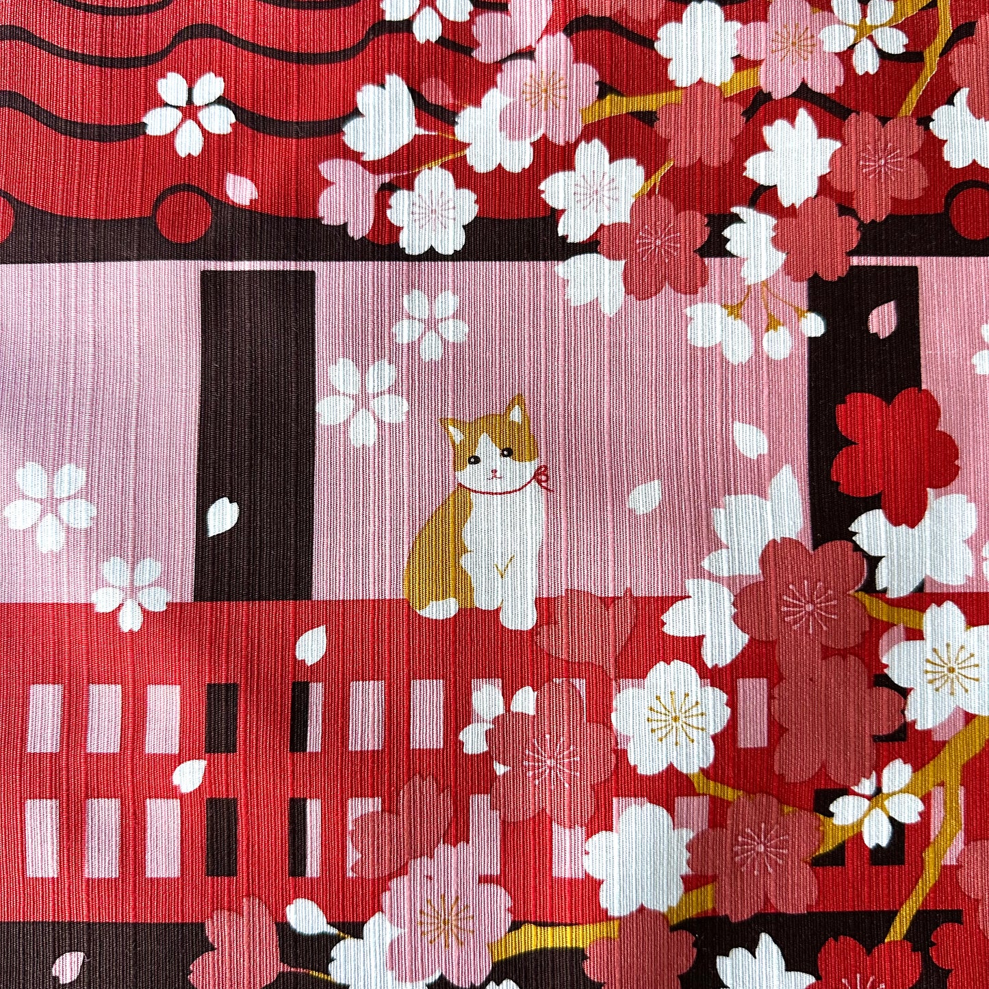 Spring Cat with Cherry Blossoms, Furoshiki Gift Wrapping, 50 x 50 cm