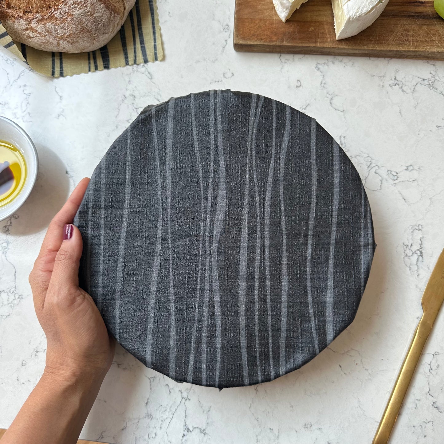 Japanese kimono stripe, Black and white, Minimalist, Set of 4 Beeswax Food Wraps