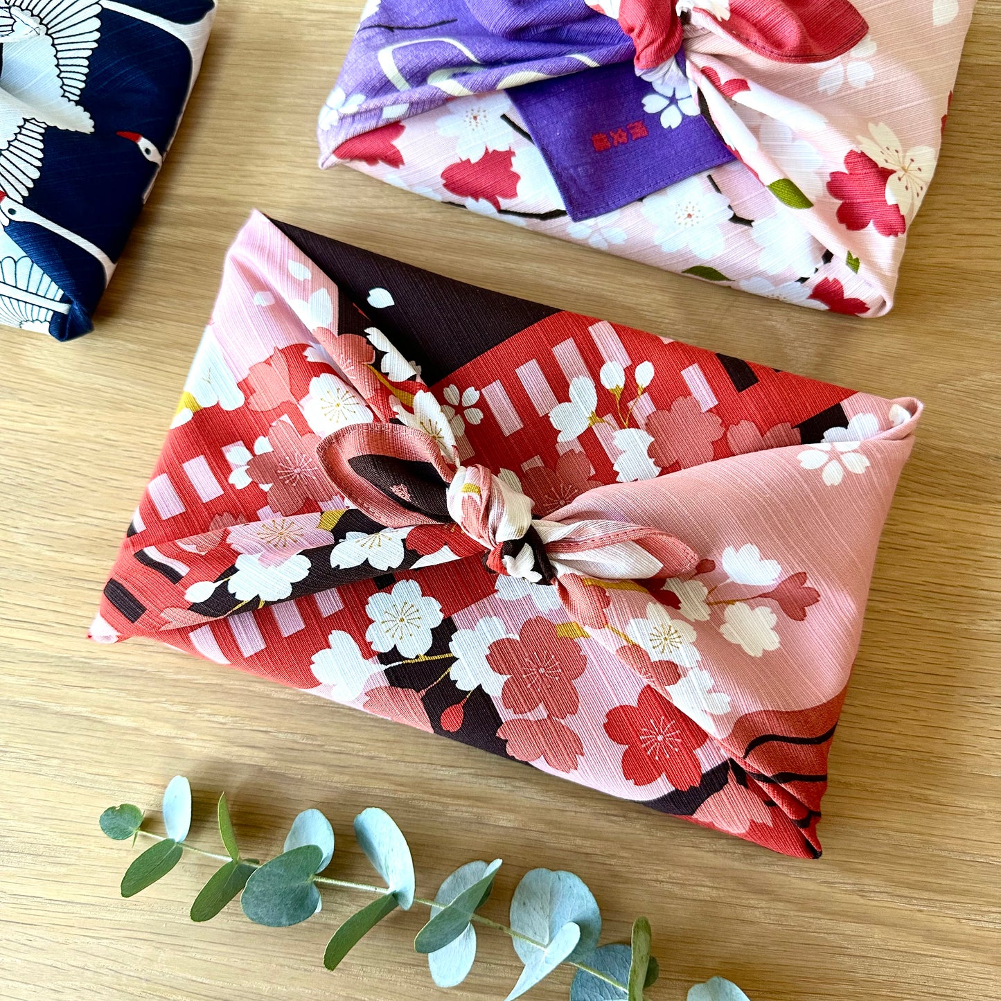 Spring Cat with Cherry Blossoms, Furoshiki Gift Wrapping, 50 x 50 cm