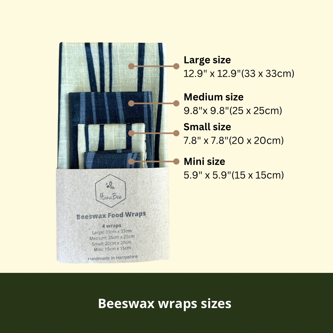 Japanese kimono stripe, Black and white, Minimalist, Set of 4 Beeswax Food Wraps