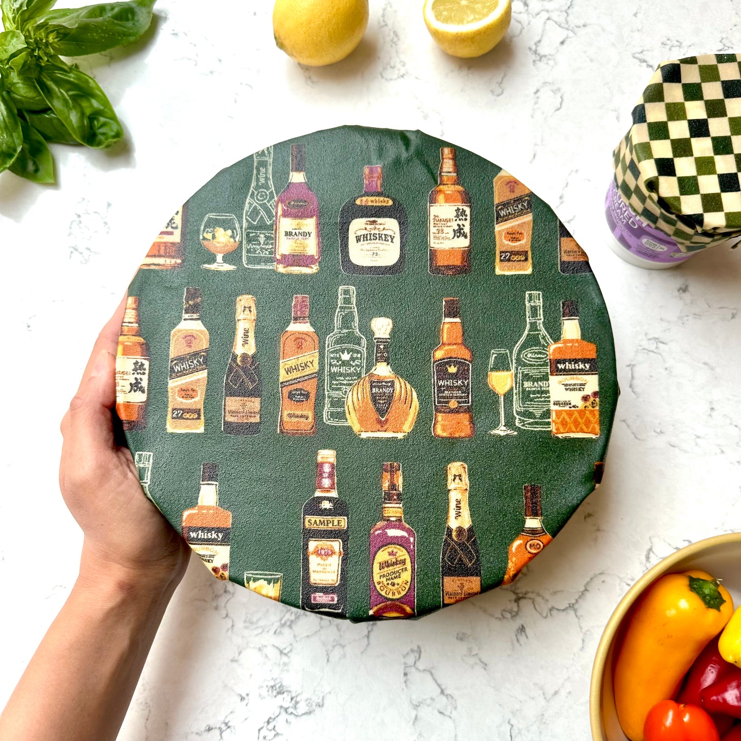 Japanese Whiskey, Set of 4 Beeswax Food Wraps