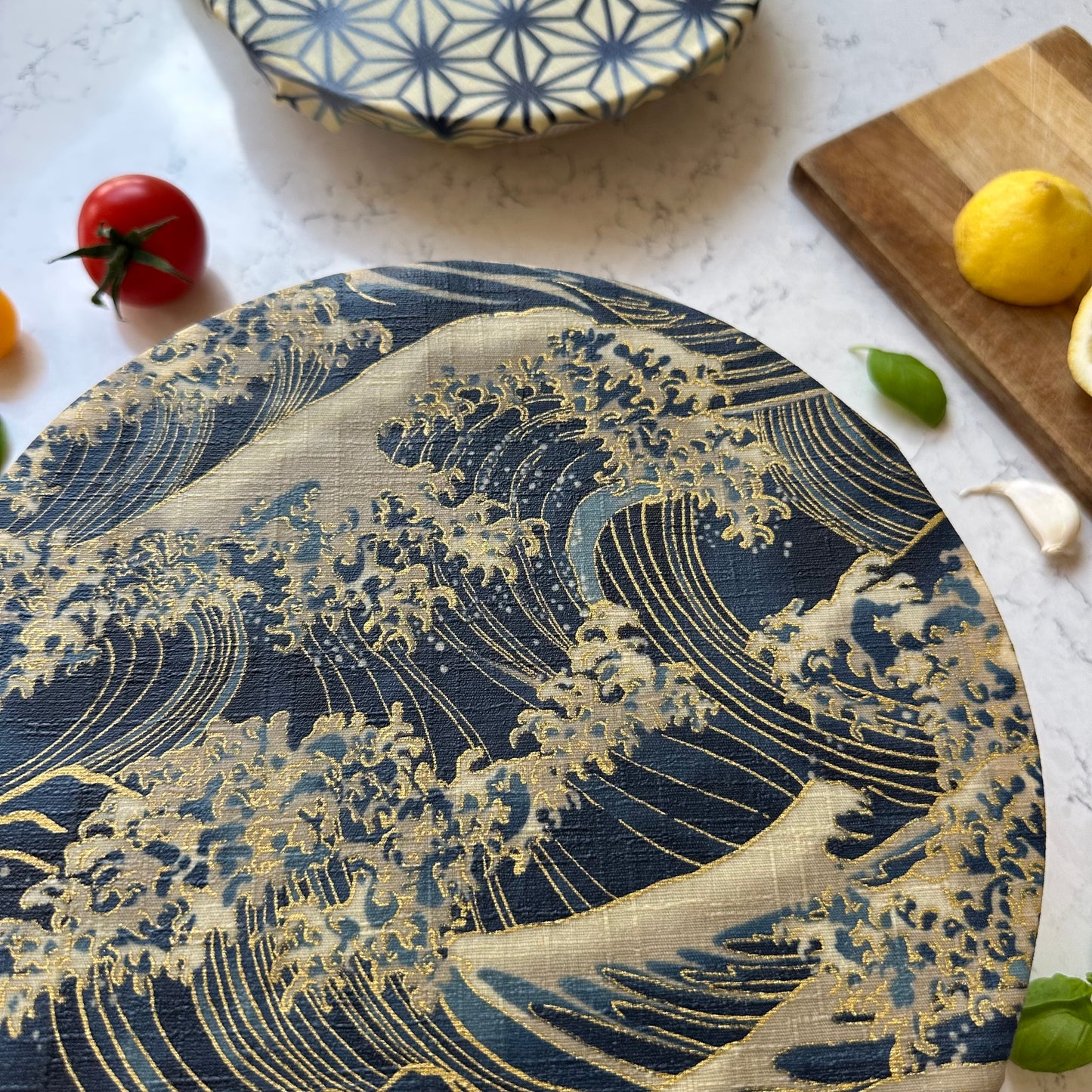 Wave with gold, Set of 4 Beeswax Food Wraps