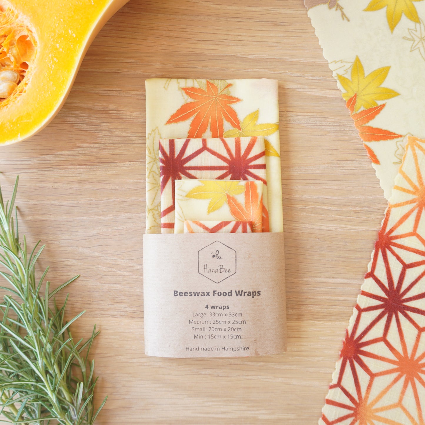 Japanese art reusable beeswax food wraps maple