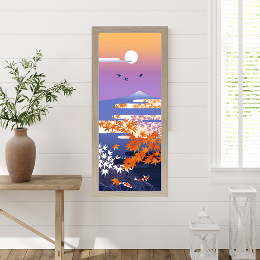 Tenugui Art, Autumn, Koi fish, 34cm x 90cm (13.4” x 35.4”)