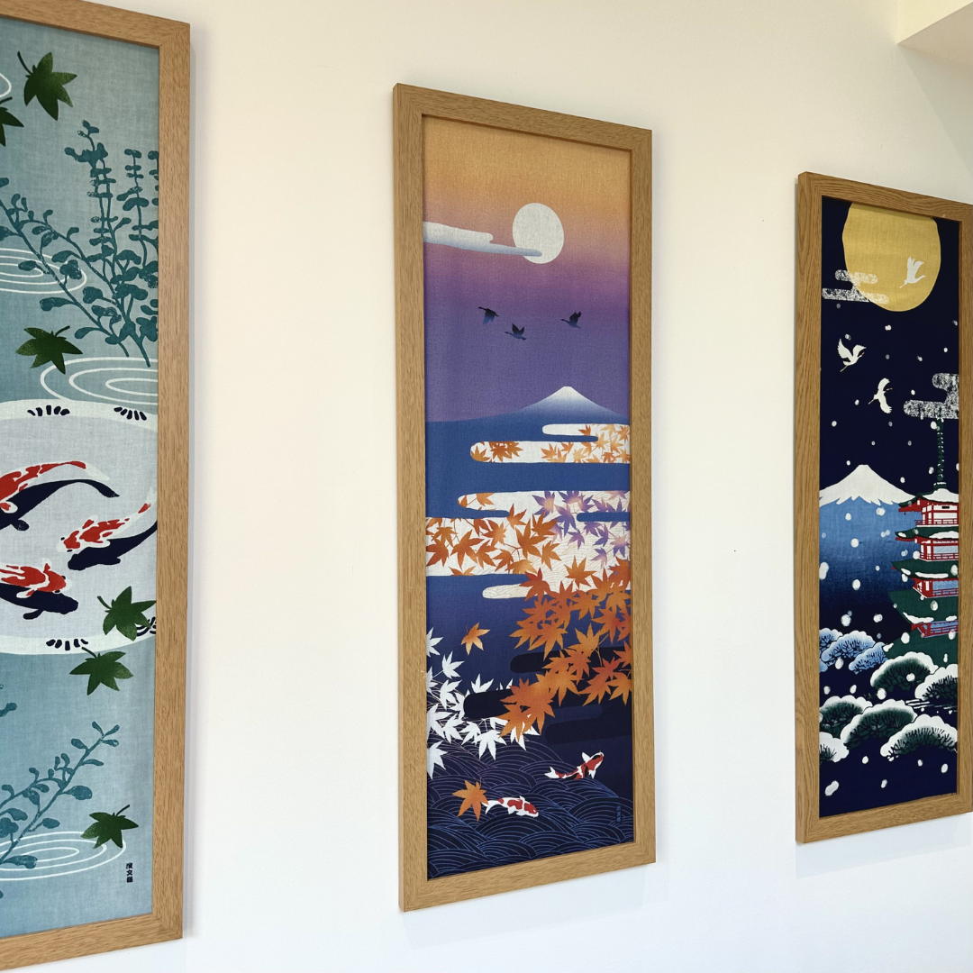 Tenugui Art, Autumn, Koi fish, 34cm x 90cm (13.4” x 35.4”)