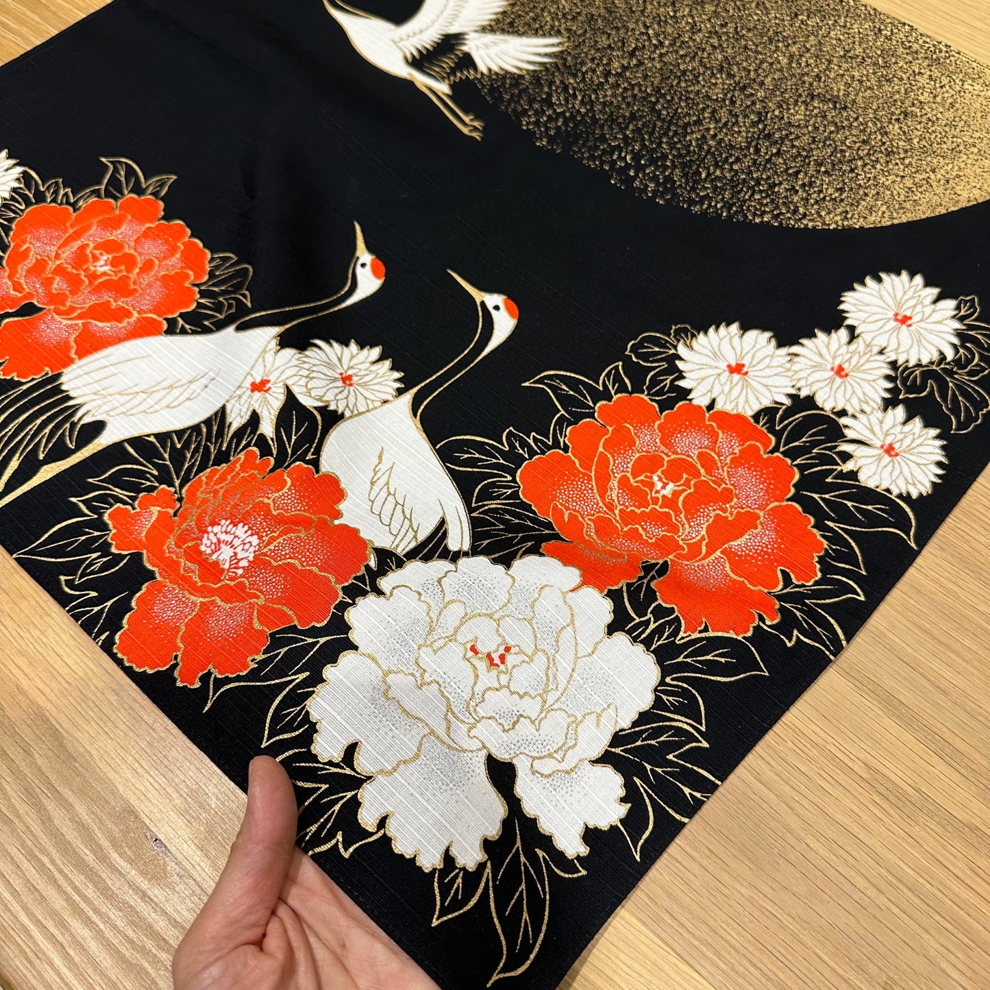 Crane and moon, Furoshiki Gift Wrapping, 50 x 50cm
