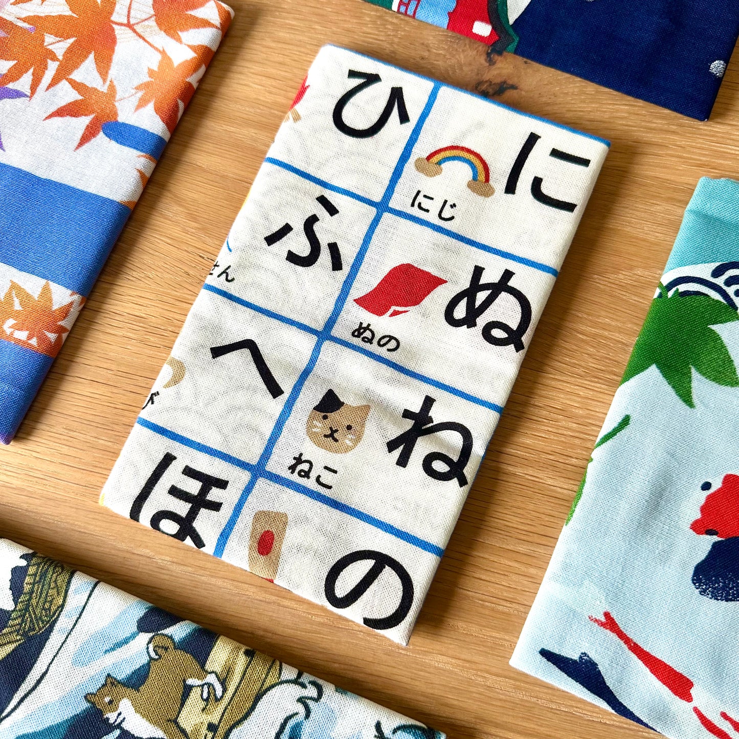 Tenugui Art, Hiragana, Japanese Alphabet, 90 x 34cm (35.4" x 13.4”)