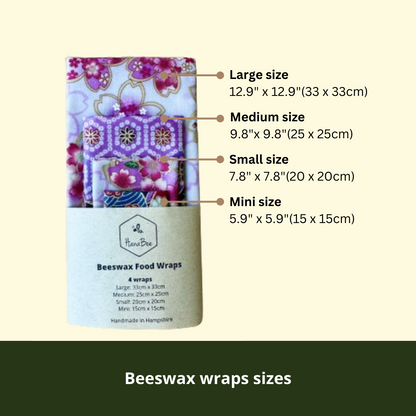 Cherry Blossoms, Set of 4 Beeswax Food Wraps