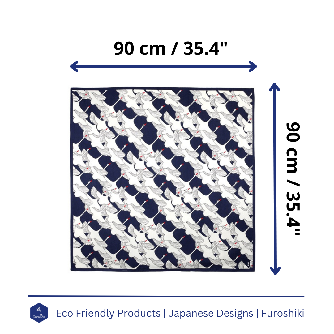 Large Furoshiki, Navy Crane, Furoshiki Bag, 90 x 90cm