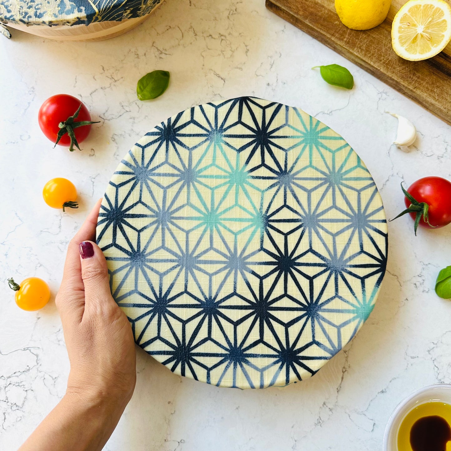 Wave with gold, Set of 4 Beeswax Food Wraps