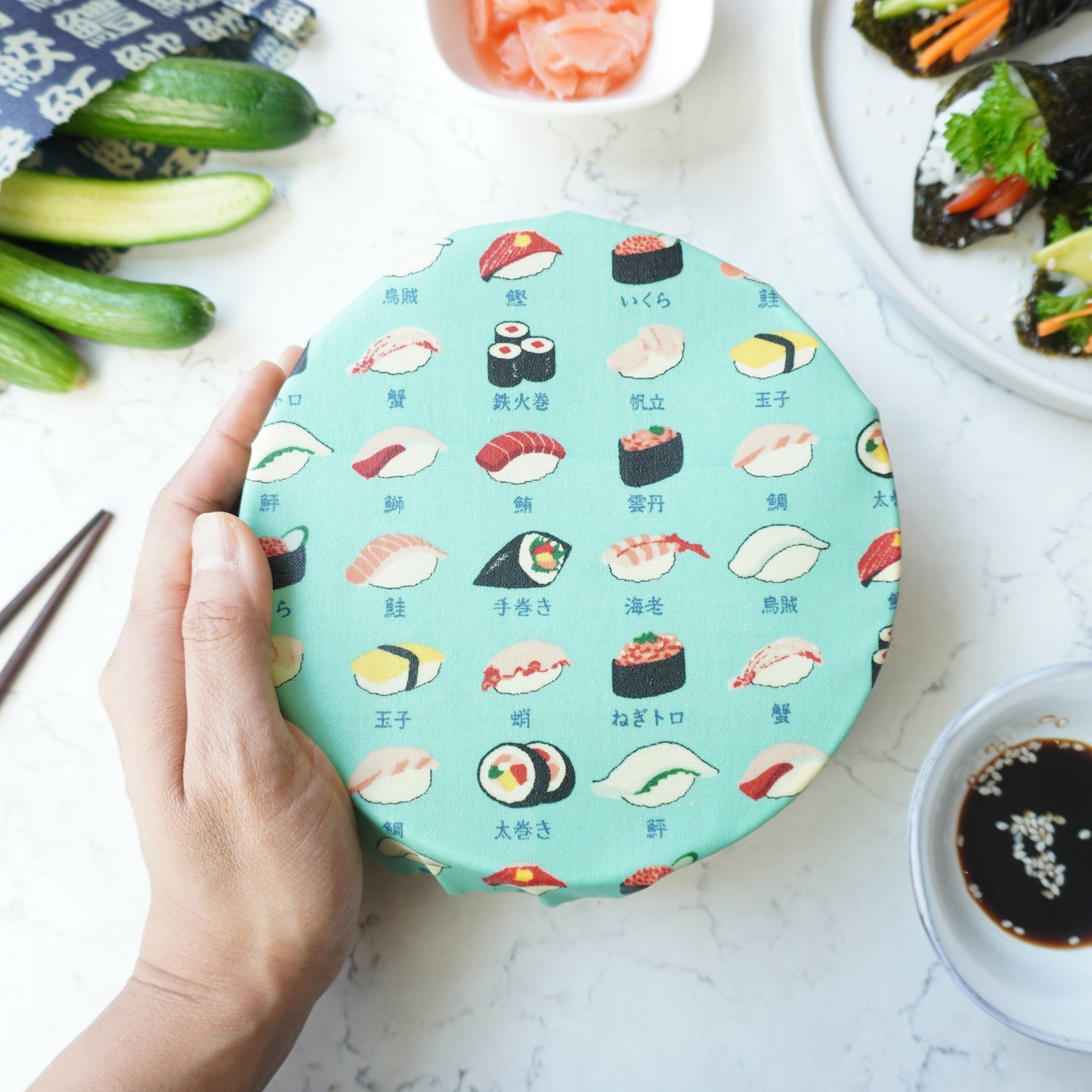 Sushi, set of 4 beeswax wraps