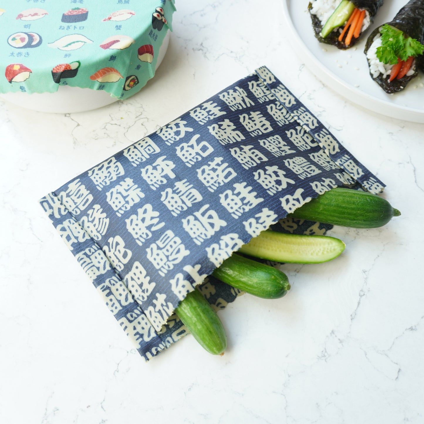 Sushi, set of 4 beeswax wraps