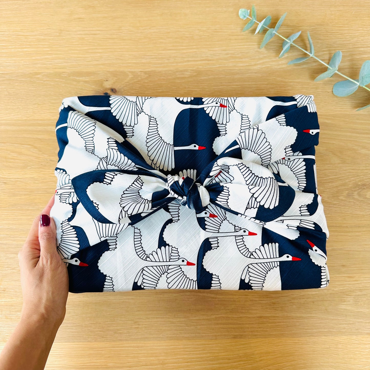 Large Furoshiki, Navy Crane, Furoshiki Bag, 90 x 90cm