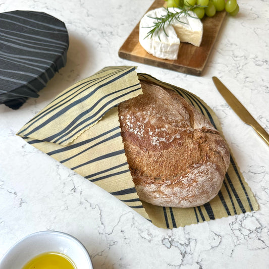 Japanese kimono stripe, Black and white, Minimalist, Set of 4 Beeswax Food Wraps