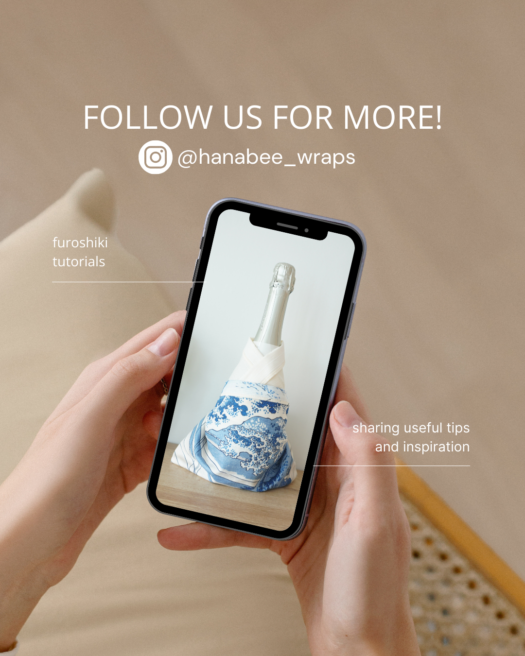 Eco‑Friendly Furoshiki Gift Wrap – Reusable 50 cm Cloth – Koi Fish & Wisteria Design