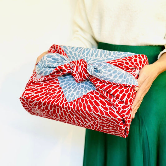 Large Furoshiki, Chrysanthemum Reversible by Isa Monyo, 104 x 104 cm