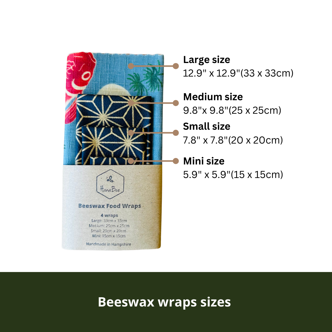 Japanese Goldfish, Kingyo, Set of 4 Beeswax Food Wraps