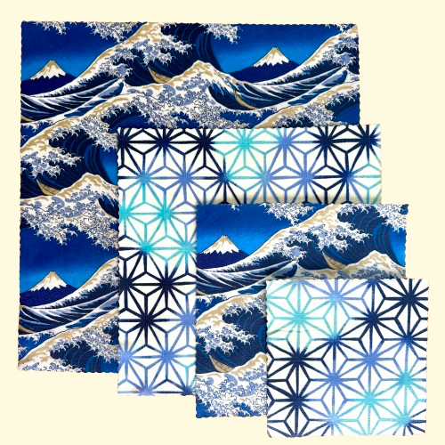 A Great Wave, Set of 4 Beeswax Food Wraps