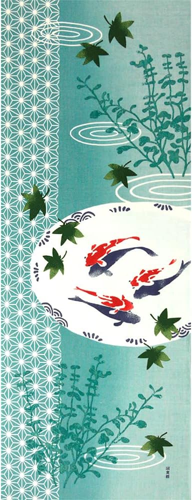 Tenugui Art, Koi fish, 34cm x 90cm (13.4” x 35.4”)