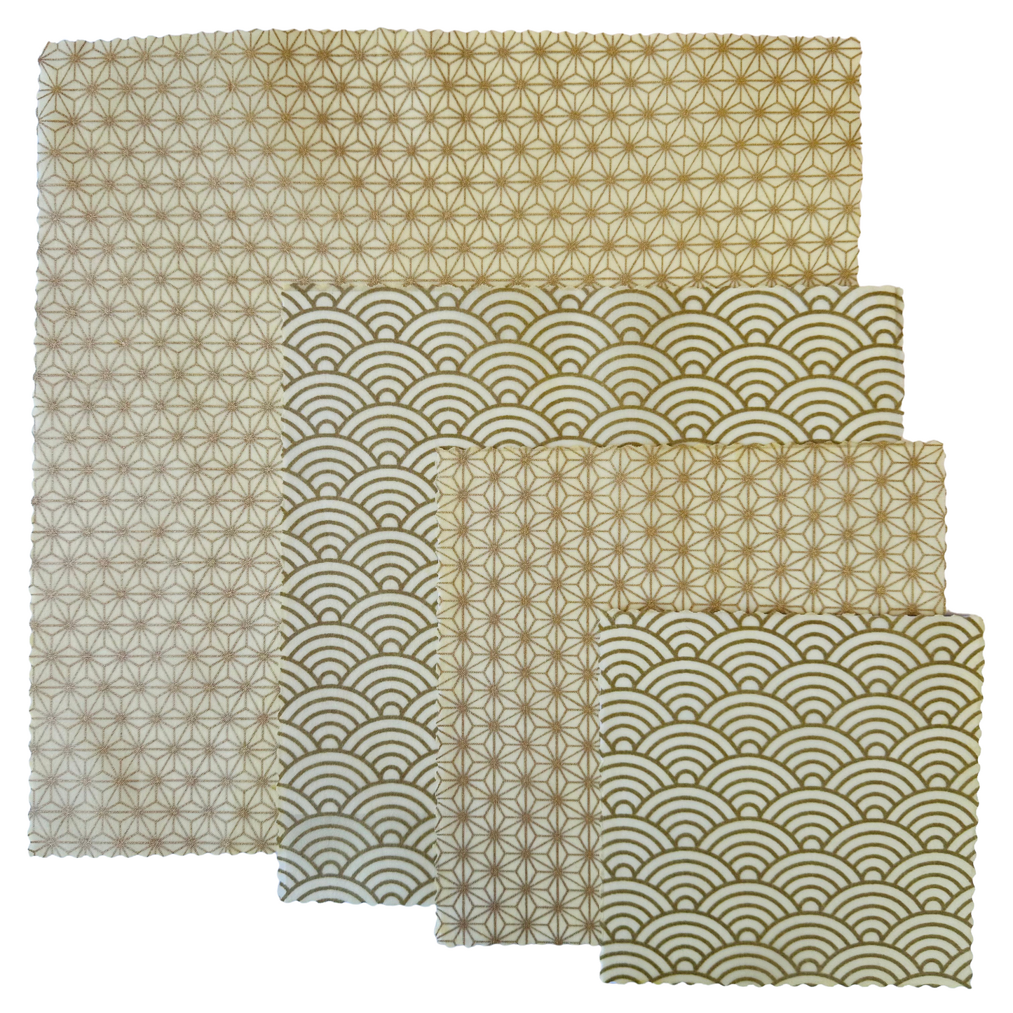 White and gold, Set of 4 Beeswax Food Wraps