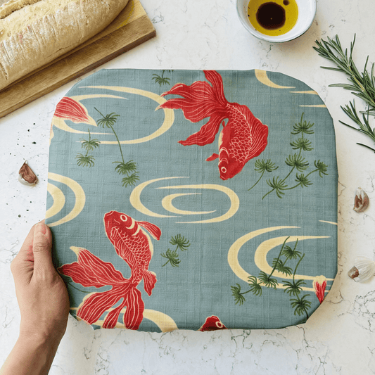 Japanese Goldfish, Kingyo, Set of 4 Beeswax Food Wraps