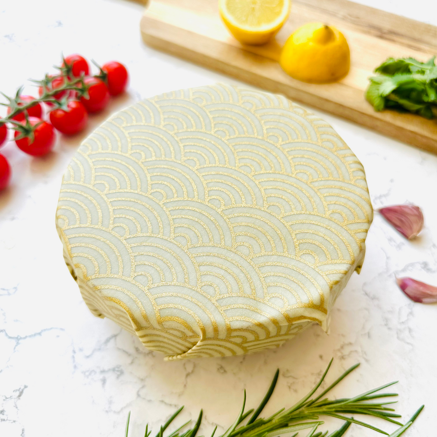 White and gold, Set of 4 Beeswax Food Wraps