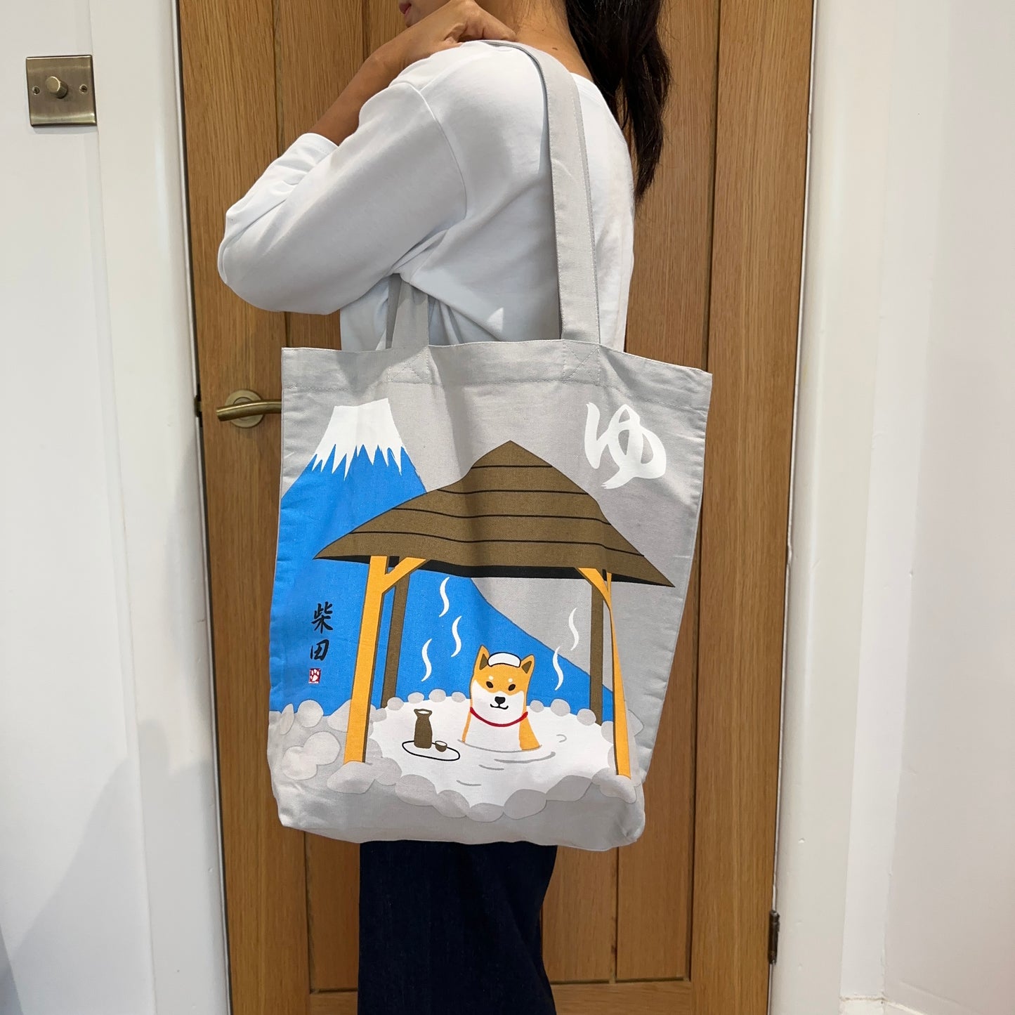 Shiba Inu Onsen, Canvas Tote Bag