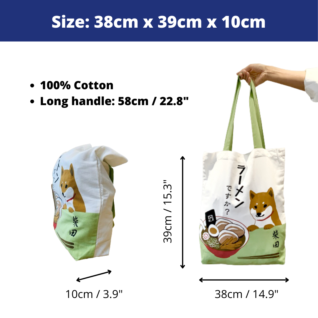 Shiba Inu with Ramen, Canvas Tote Bag
