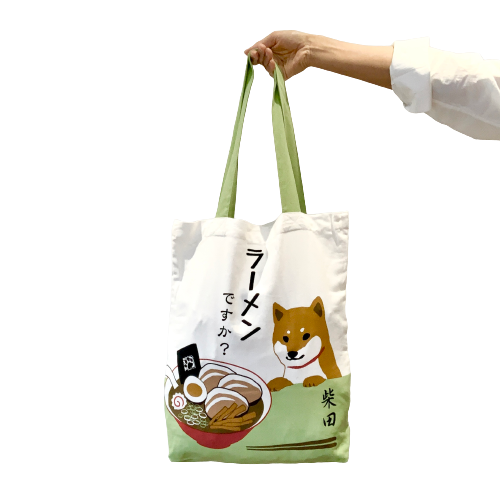 Shiba Inu with Ramen, Canvas Tote Bag