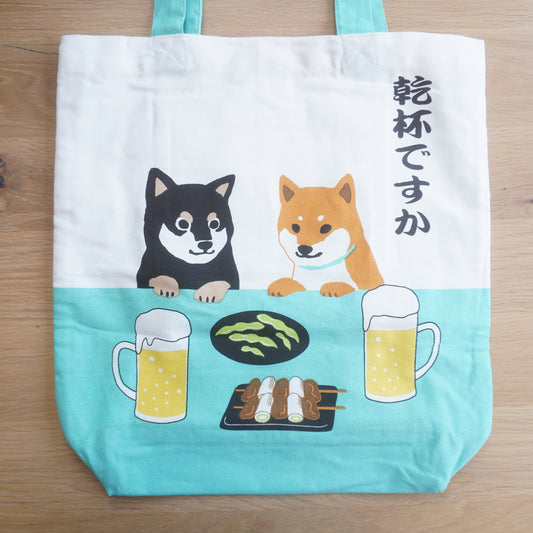 Kanpai Shiba Inu, Canvas Tote Bag
