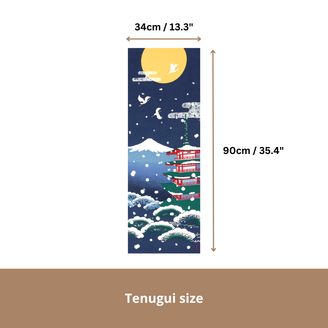 Tenugui Art, Winter in Kyoto, 34cm x 90cm (13.4” x 35.4”) (Copy)