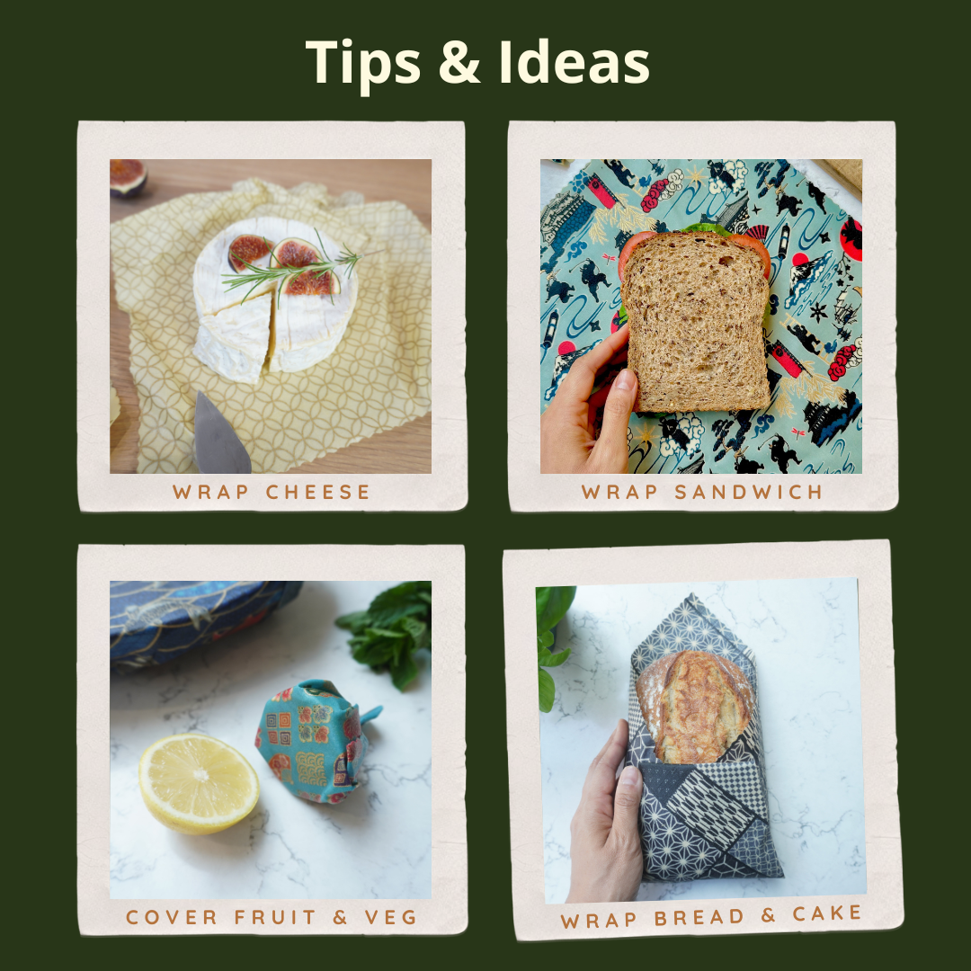 White and gold, Set of 4 Beeswax Food Wraps