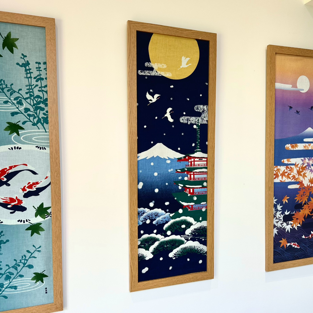 Tenugui Art, Winter in Kyoto, 34cm x 90cm (13.4” x 35.4”) (Copy)