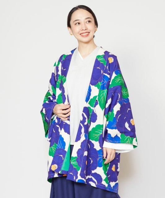 Haori, Kimono Cardigan by Kaya, Kimono robe in purple and green, Japanese jacket, Japanese top