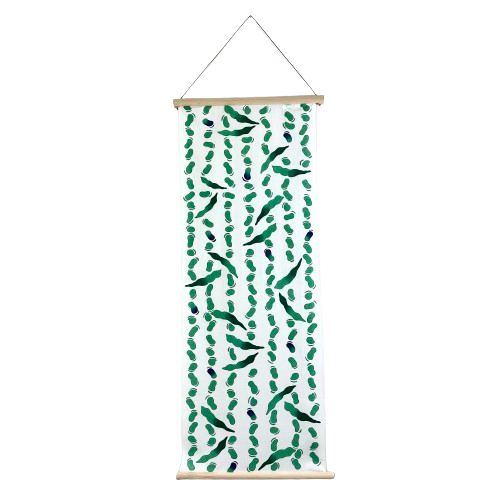 Tenugui Art, Green Beans, 37cm x 98cm (14.6” x 38.6”)