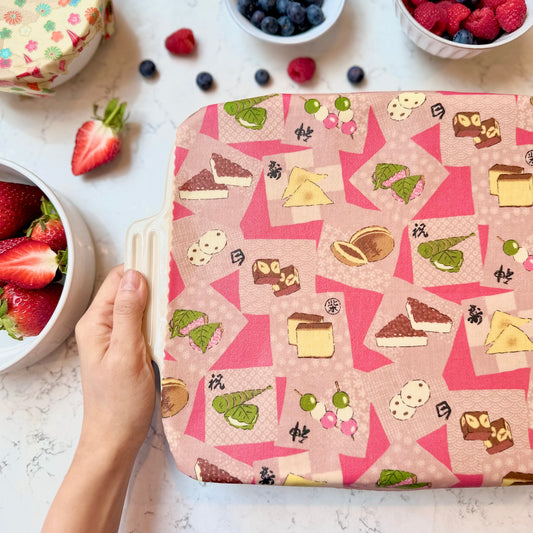 Japanese Sweets, Wagashi, Set of 4 Beeswax Food Wraps