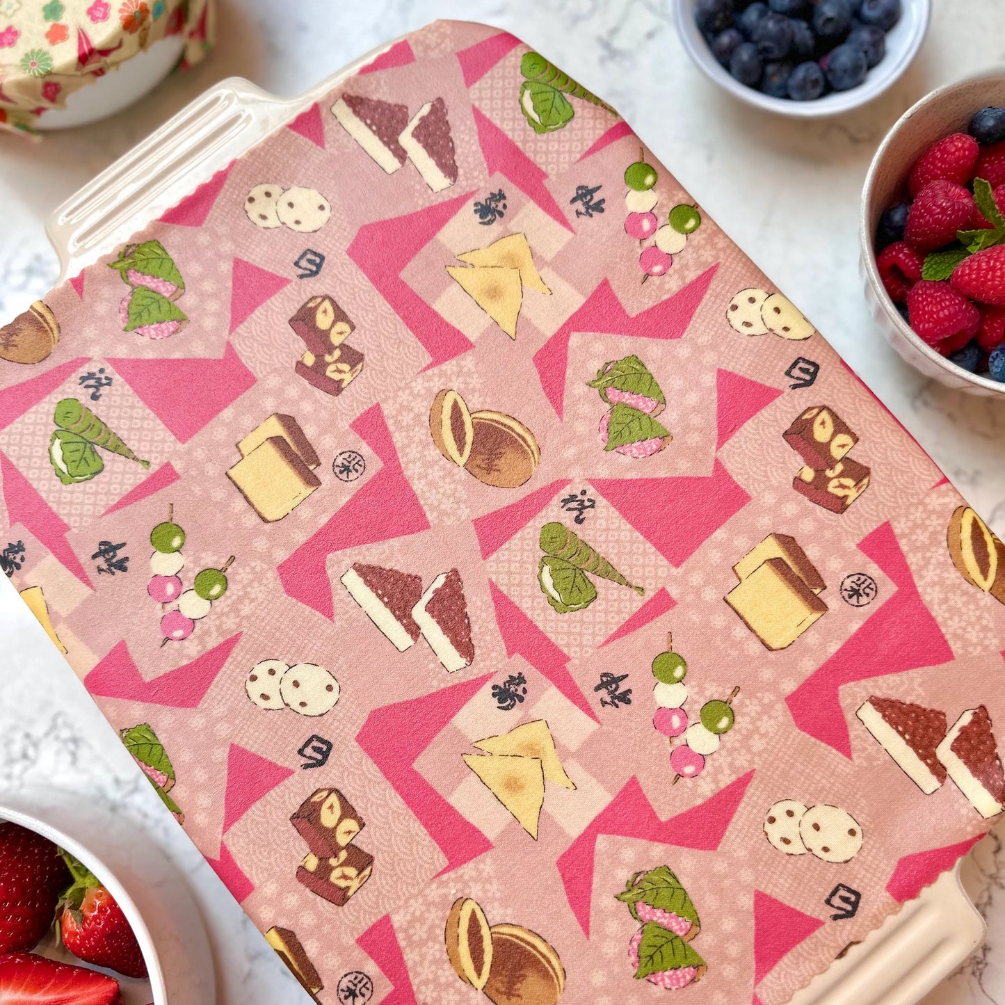 Japanese Sweets, Wagashi, Set of 4 Beeswax Food Wraps