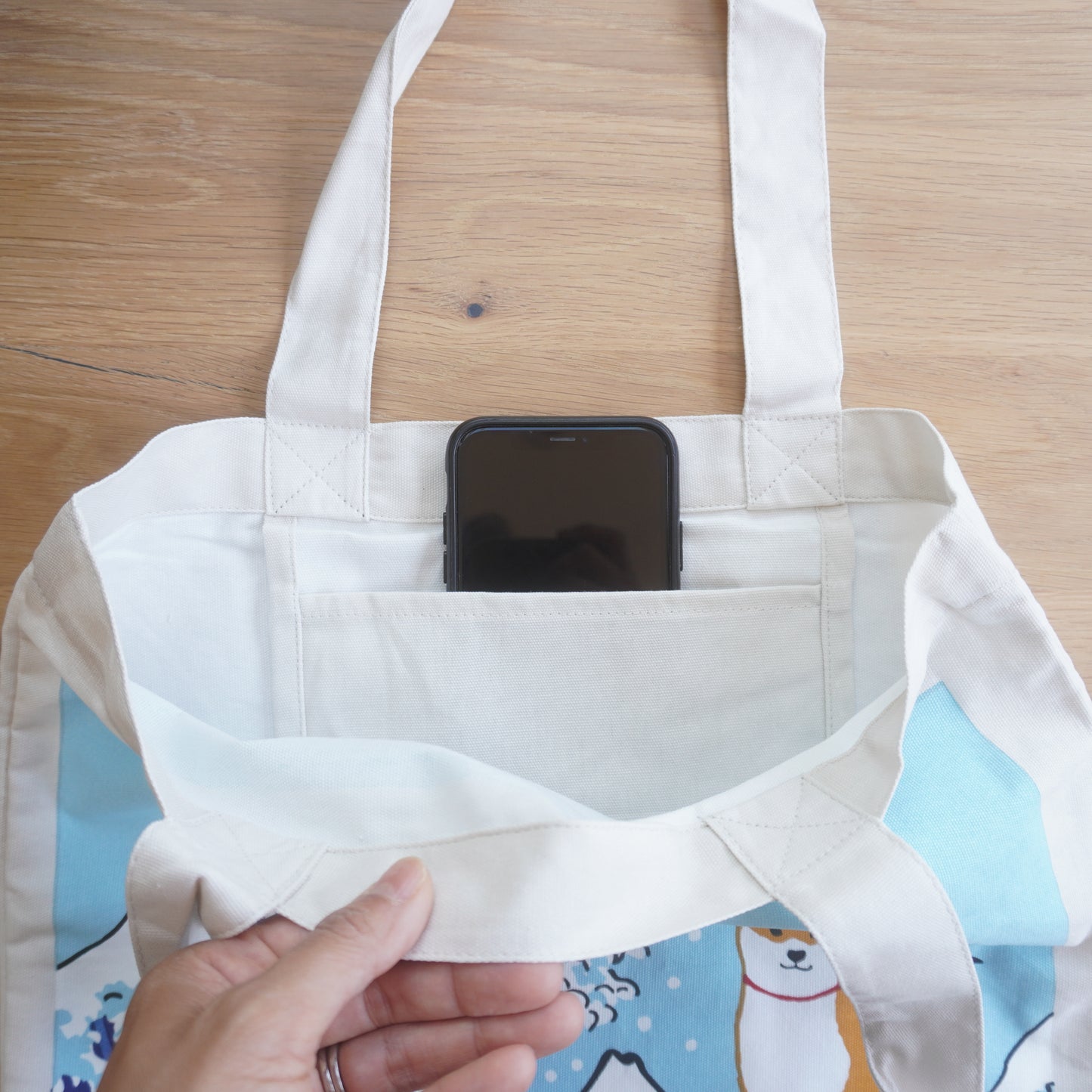 Shiba Inu Great Wave, Canvas Tote Bag
