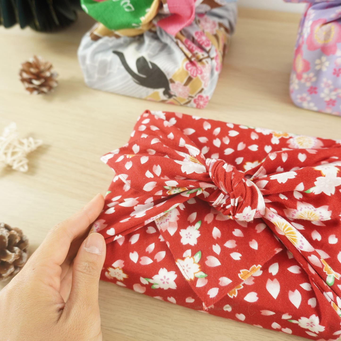 Sakura Red, Furoshiki Gift Wrap, 53 x 53cm