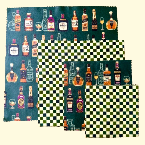 Japanese Whiskey, Set of 4 Beeswax Food Wraps