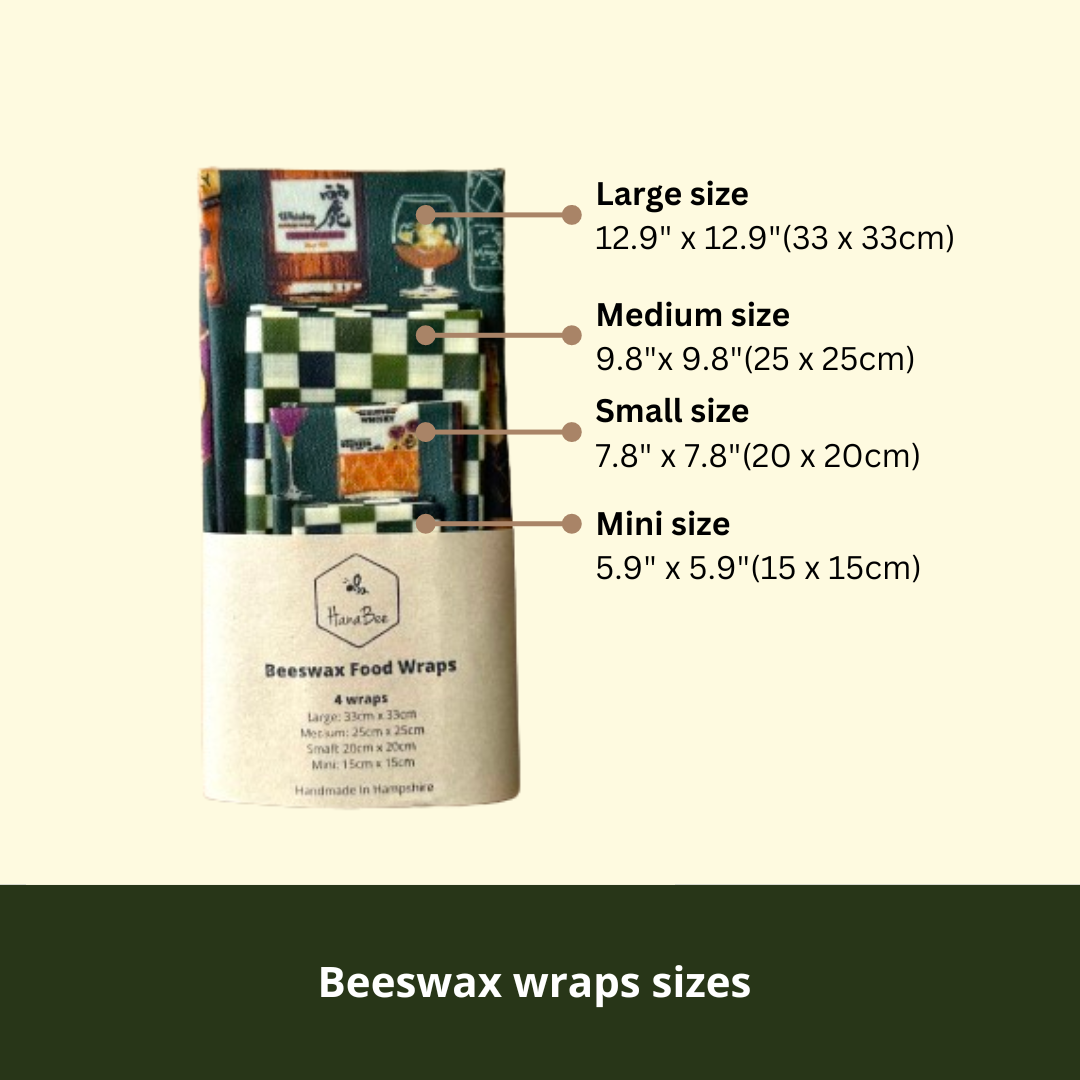 Japanese Whiskey, Set of 4 Beeswax Food Wraps