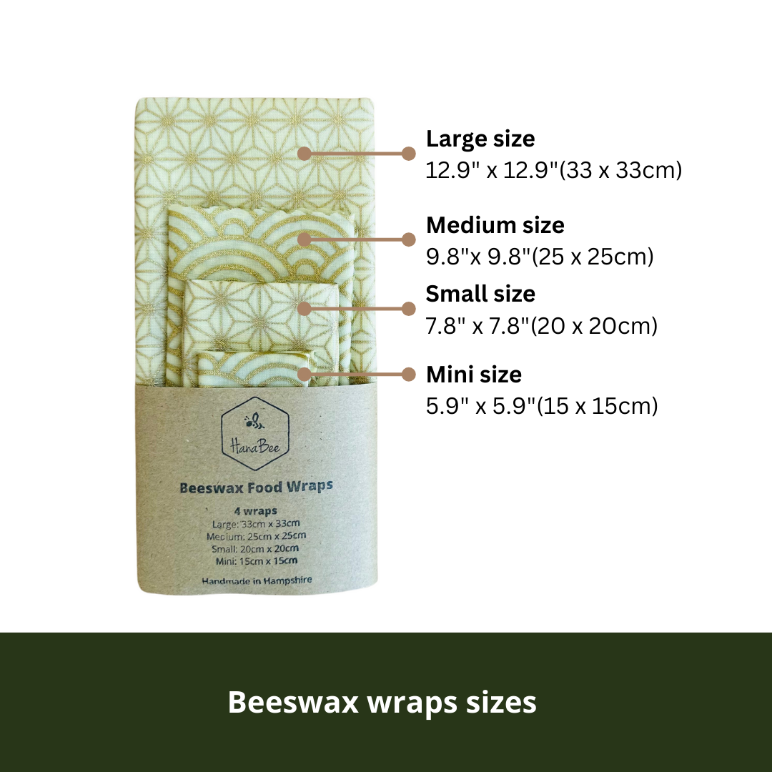 White and gold, Set of 4 Beeswax Food Wraps