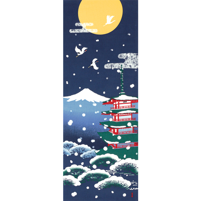 Tenugui Art, Winter in Kyoto, 34cm x 90cm (13.4” x 35.4”) (Copy)